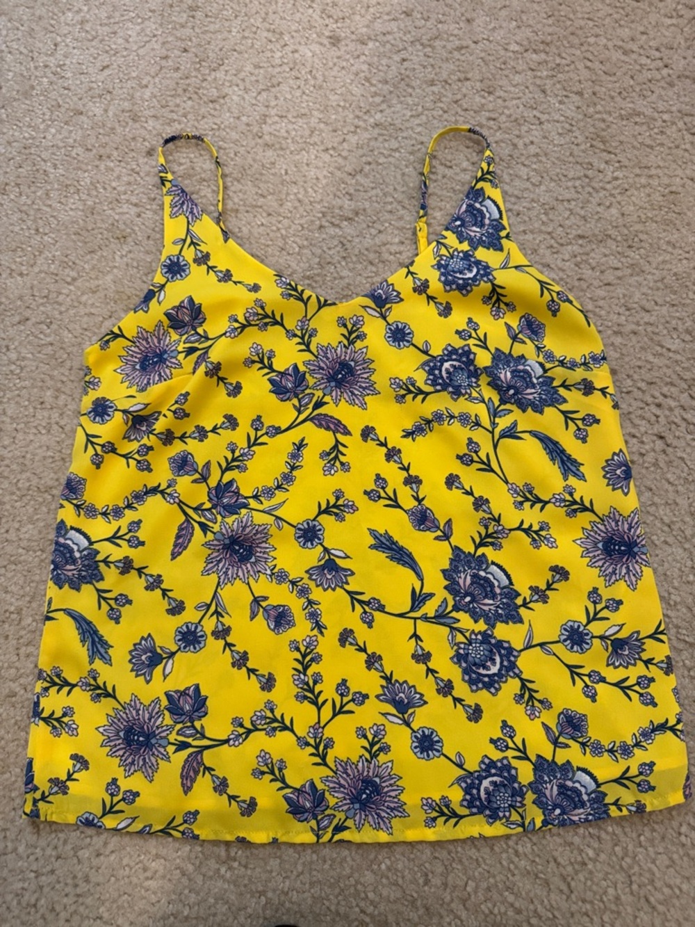 Banana Republic Yellow Floral Cami with Blue-Purple Print